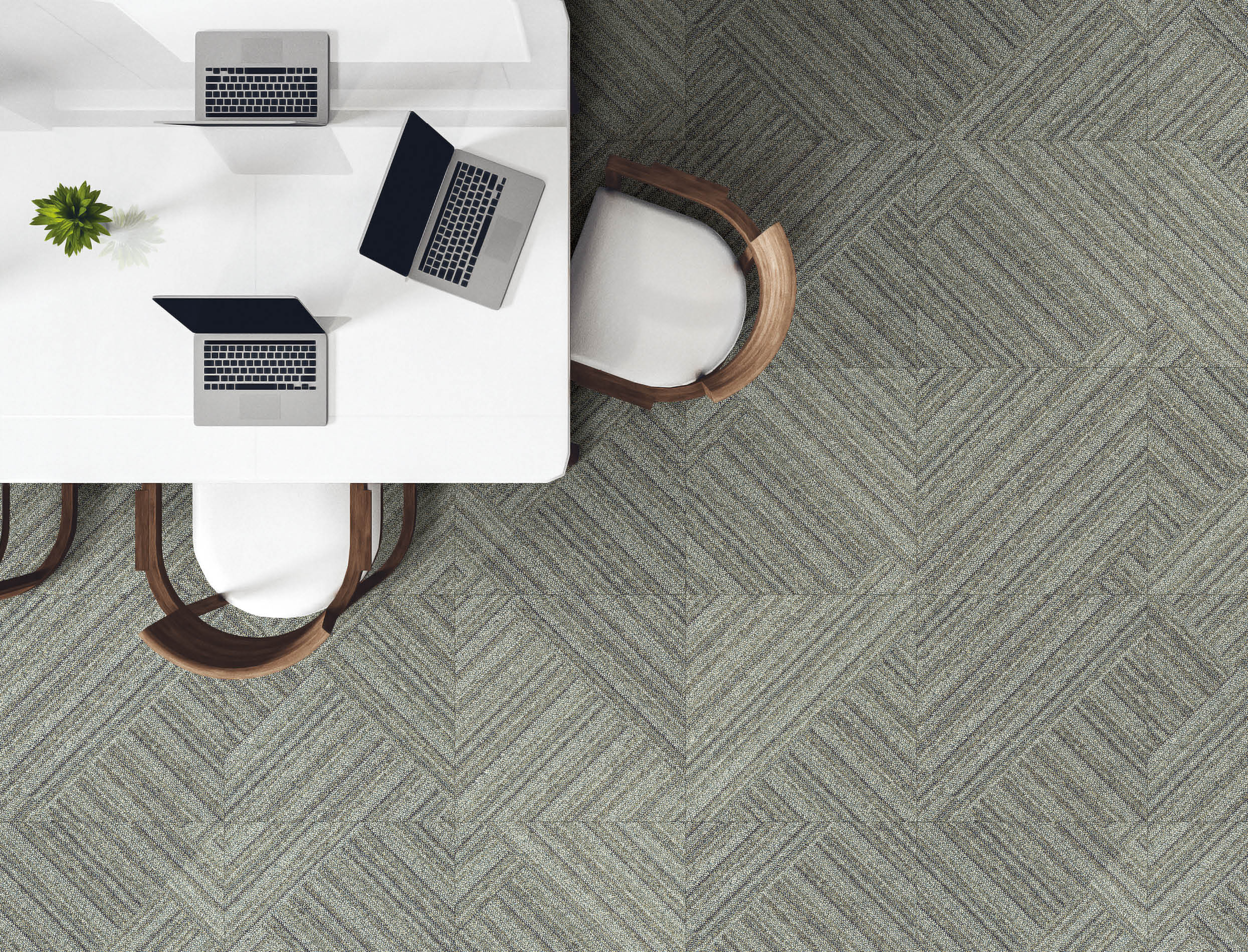 3D Rendering : illustration of modern interior Creative designer office desktop with PC computer. mock up working place. light from outside. loft cement wall background. from top view