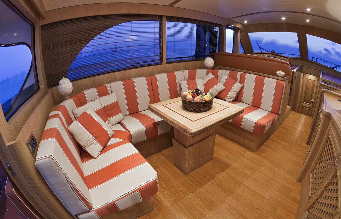 Italy, Lazio, Fiumicino, Morgan 70' Lobster luxury yacht, dinette; Shutterstock ID 50488264; purchase_order: -; name: -; client: -